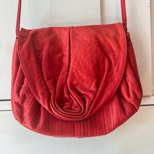 Vintage Red Rose Crossbody Bag Purse with Soft Leather